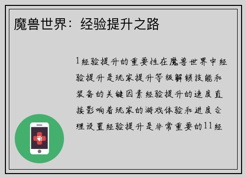 魔兽世界：经验提升之路
